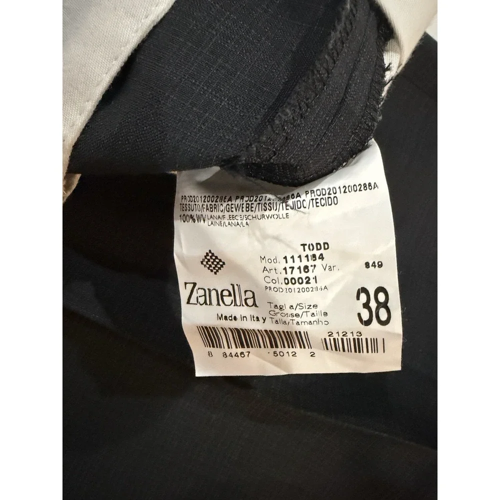 Zanella Todd Mens 38 Charcoal Grey Wool Dress Pants Made‎ in Italy Micro Check